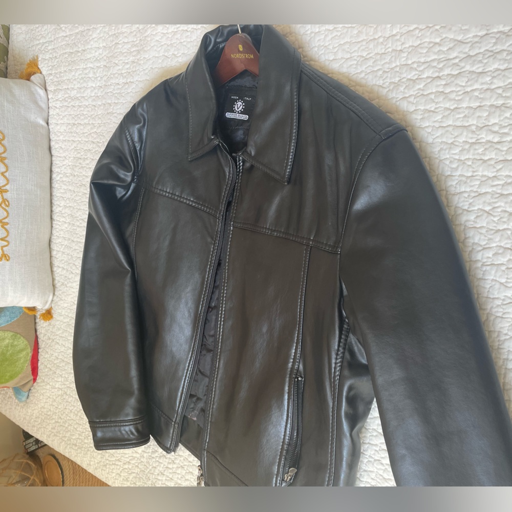 Men’s black leather jacket XL